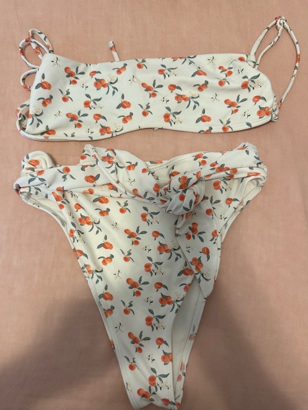 Abercrombie White Bikini Set with Orange Fruit Print